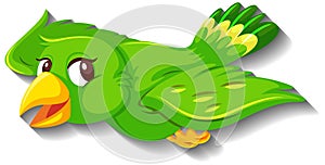 Cute green bird cartoon character