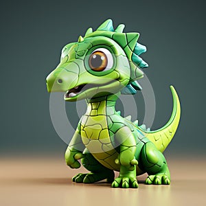 Cute Green Dilophosaurus Puzzle Toy For Little Children