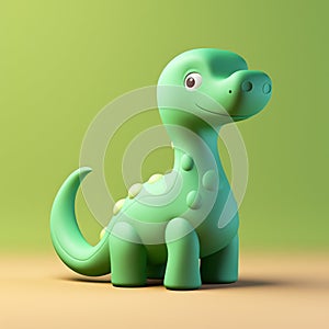 Cute Green Diplodocus Toy - Playful 3d Illustration For Kids