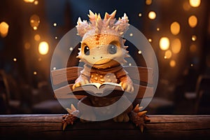 Cute green fantasy cartoon toy children background girl holiday animal dragon design background character funny