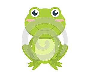 Cute green frog cartoon character