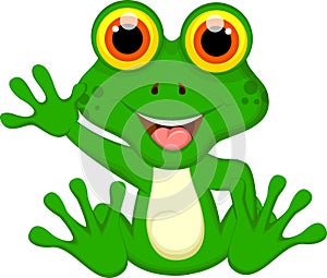 Cute Green frog cartoon sitting