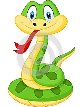 Cute green snake cartoon