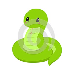 Cute Green Snake Vector Illustration