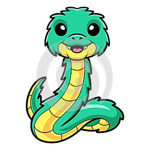 Cute green spiny bush viper cartoon