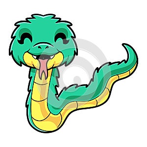 Cute green spiny bush viper cartoon