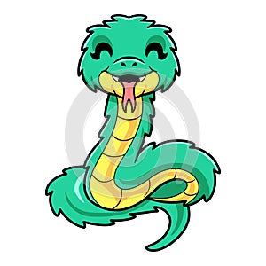 Cute green spiny bush viper cartoon