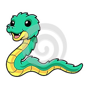 Cute green spiny bush viper cartoon