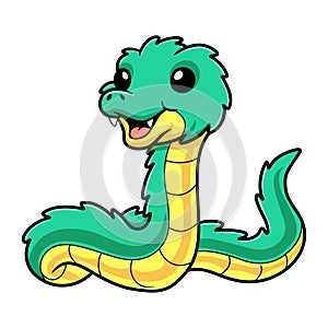 Cute green spiny bush viper cartoon