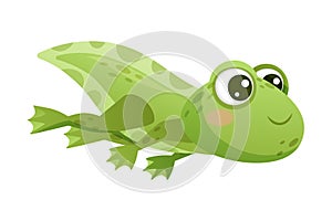 Cute Green Tadpole Cartoon Character Vector Illustration