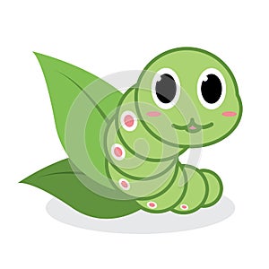 Cute green worm cartoon