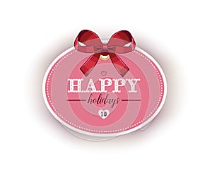 Cute greeting card with red ribbon bow