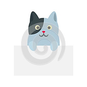 Cute grey cat icon, flat style