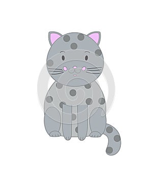 Cute grey cat in simple hand drawn style vector illustration
