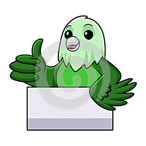 Cute grey headed love bird cartoon giving thumb up