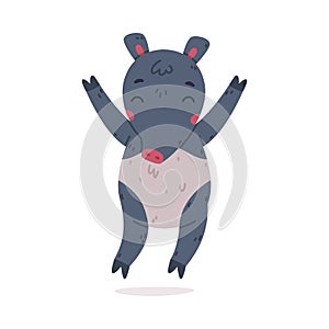 Cute Grey Tapir Animal with Proboscis Jumping with Joy Vector Illustration