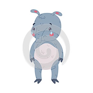 Cute Grey Tapir Animal with Proboscis Standing and Crying Vector Illustration