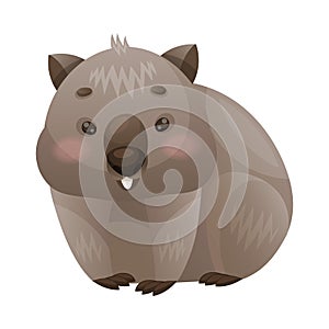 Cute Grey Wombat as Australian Animal and Endemic Fauna Vector Illustration