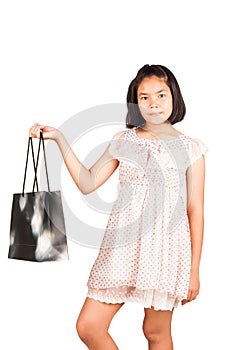 Cute gril hold bag shopping photo