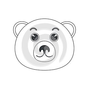 Cute grizzly bear face, wild big animals head of simple shape