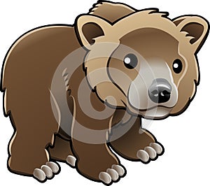 Cute Grizzly Brown Bear Vector