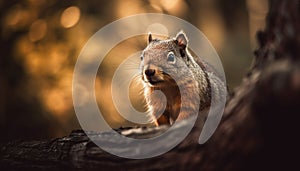 A cute ground squirrel sitting on a tree branch eating generated by AI