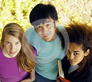 Cute group of teenages at the building of