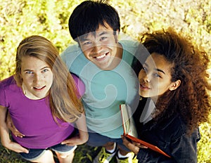 Cute group of teenages at the building of