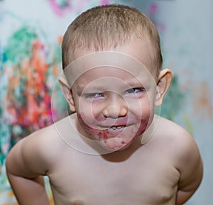 Cute guilty looking little boy