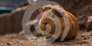Cute Guinea Pig On A Grind, Close Up