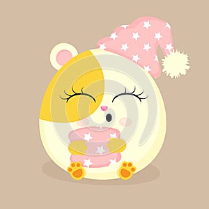 Cute guinea pig sleeping,flat stylized, pet, web, textile print, postcard or packaging, vector illustration.