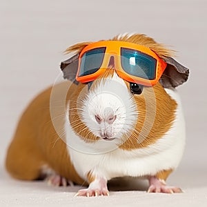 cute guinea pig wearing sport glasses. race driver. generative ai