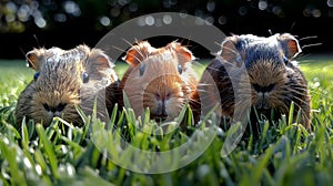 cute Guinea Pigs in the green grass