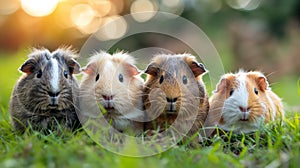 cute Guinea Pigs in the green grass