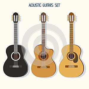 Cute guitars illustrations set. Ukulele.