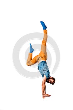 Cute guy doing breakdance