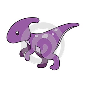 Cute Hadrosaurus Dinosaur with Outline Vector Illustration on White