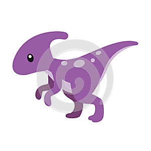 Cute Hadrosaurus Dinosaur Vector Illustration on White