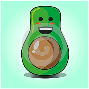 Cute half avocado emoticon cartoon mascot character design