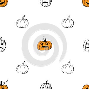 Cute Halloween background. Seamless pumpkin puttern