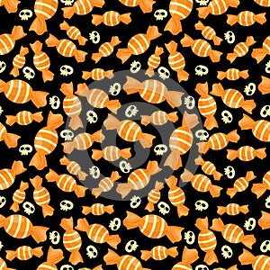 Cute Halloween Candy Seamless Pattern.