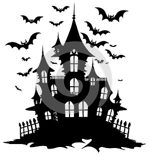 Cute halloween clip art of a haunted house