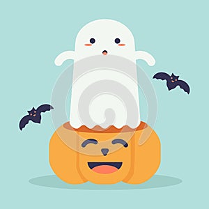 Cute halloween doodle cartoon background