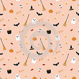 Cute Halloween Elements Seamless Pattern