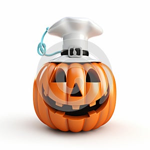 Cute Halloween Jackolantern 3d Render With Doctor Hat