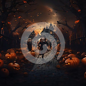 Cute Halloween Kids Flying Design illustration