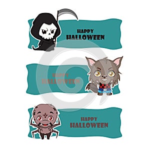 Cute Halloween monster banners