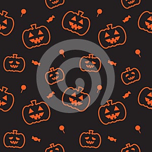 Cute Halloween pattern with  candy and sweets fabric seamless cute pattern