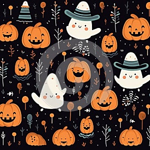 cute halloween pattern wallpaper , generated by AI