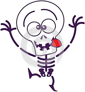 Cute Halloween skeleton making funny faces